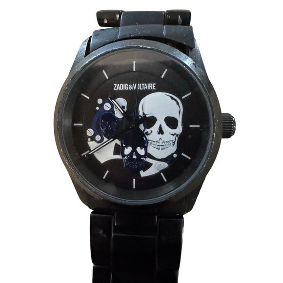 Zadig & Voltaire Skull Dial Black Stainless Steel Watch Unisex Rock Chic Paris - Picture 2 of 5